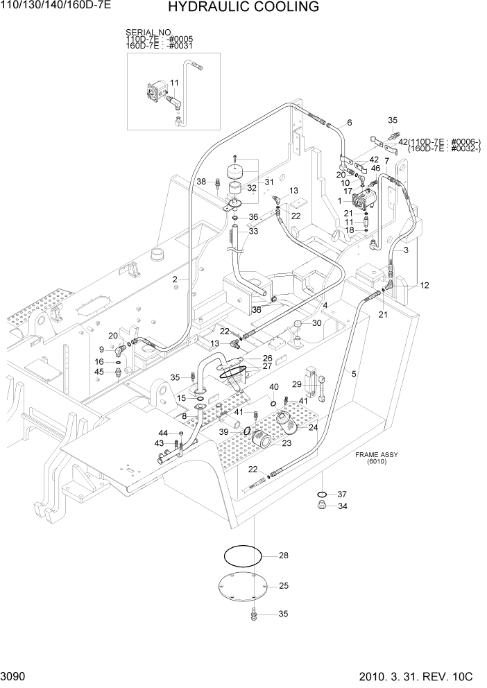 Схема запчастей Hyundai 110/130/140/160D-7E - PAGE 3090 HYDRAULIC COOLING ГИДРАВЛИЧЕСКАЯ СИСТЕМА