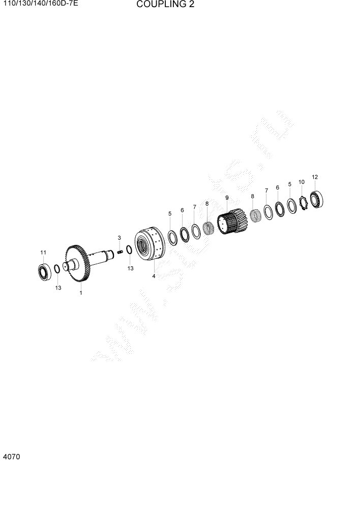 Схема запчастей Hyundai 110/130/140/160D-7E - PAGE 4070 COUPLING 2 СИЛОВАЯ СИСТЕМА