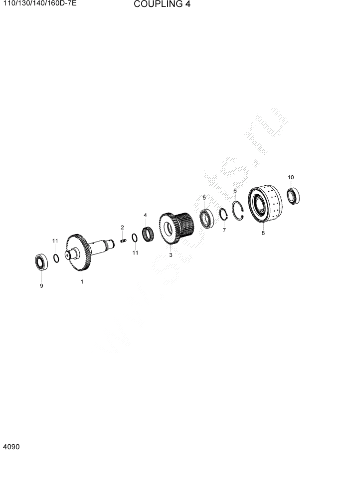 Схема запчастей Hyundai 110/130/140/160D-7E - PAGE 4090 COUPLING 4 СИЛОВАЯ СИСТЕМА