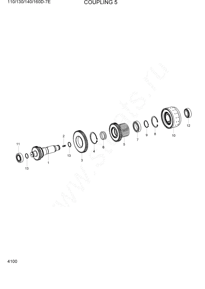 Схема запчастей Hyundai 110/130/140/160D-7E - PAGE 4100 COUPLING 5 СИЛОВАЯ СИСТЕМА