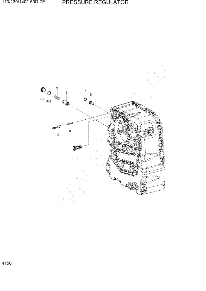 Схема запчастей Hyundai 110/130/140/160D-7E - PAGE 4150 PRESSURE REGULATOR СИЛОВАЯ СИСТЕМА