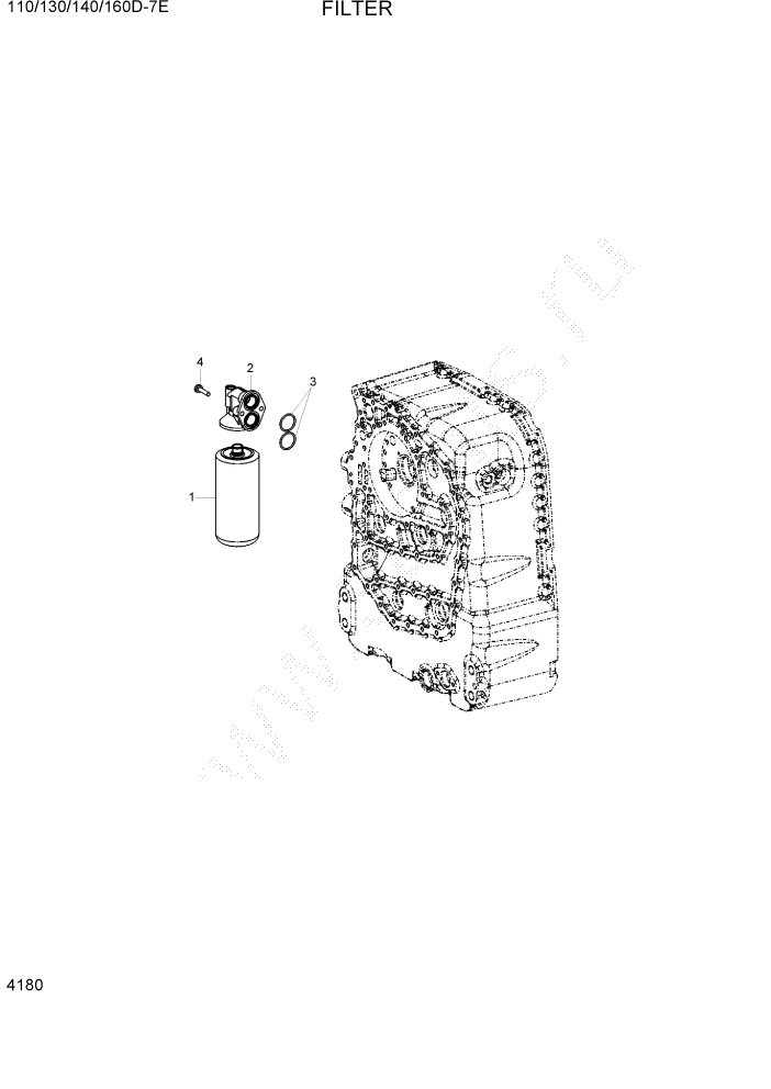 Схема запчастей Hyundai 110/130/140/160D-7E - PAGE 4180 FILTER СИЛОВАЯ СИСТЕМА