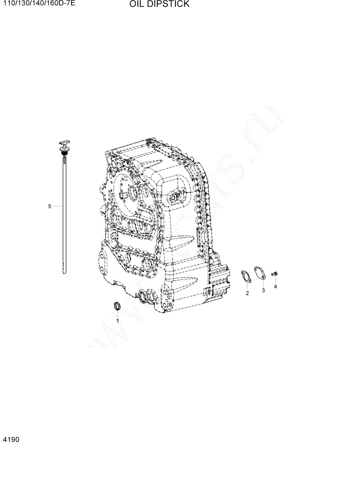 Схема запчастей Hyundai 110/130/140/160D-7E - PAGE 4190 OIL DIPSTICK СИЛОВАЯ СИСТЕМА