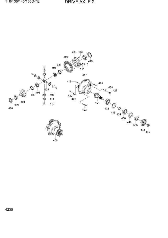 Схема запчастей Hyundai 110/130/140/160D-7E - PAGE 4230 DRIVE AXLE 2 СИЛОВАЯ СИСТЕМА