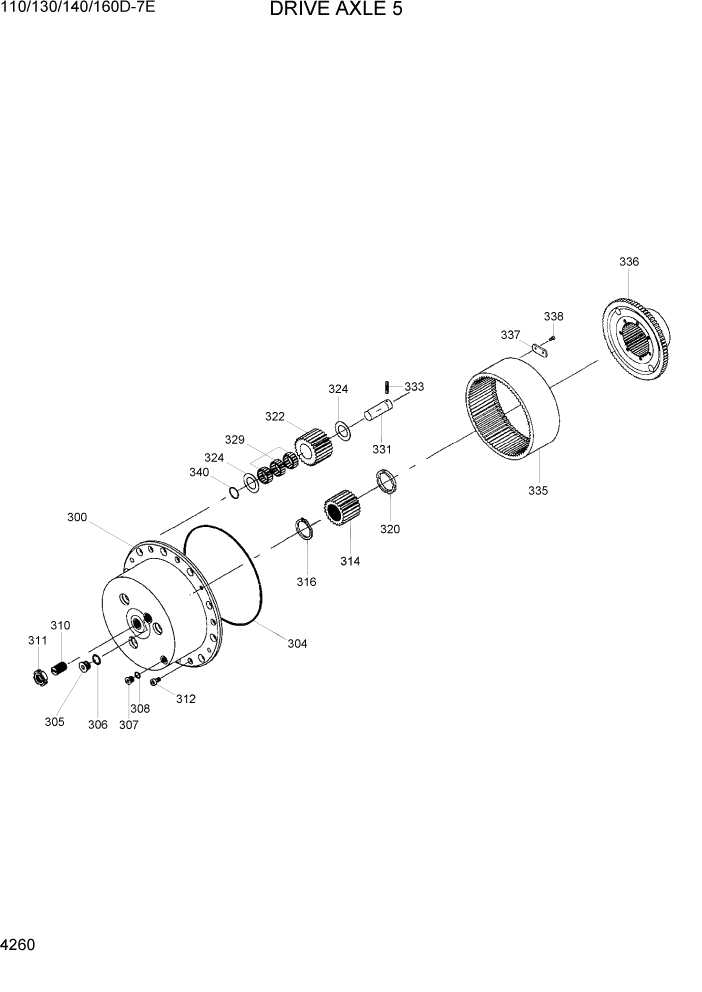 Схема запчастей Hyundai 110/130/140/160D-7E - PAGE 4260 DRIVE AXLE 5 СИЛОВАЯ СИСТЕМА