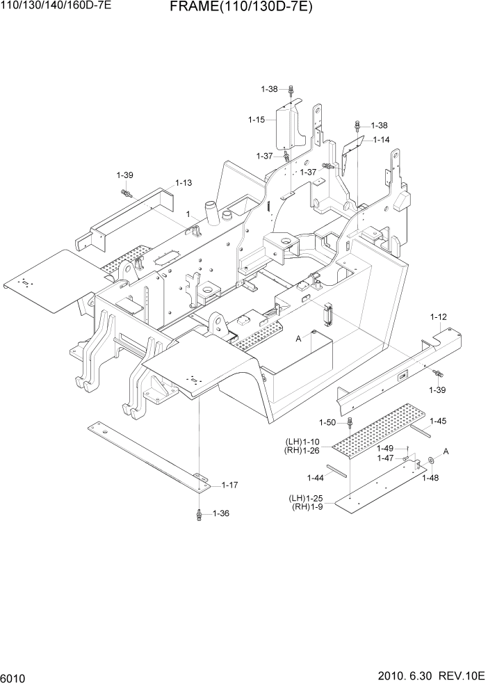 Схема запчастей Hyundai 110/130/140/160D-7E - PAGE 6010 FRAME(110/130D-7E) СТРУКТУРА