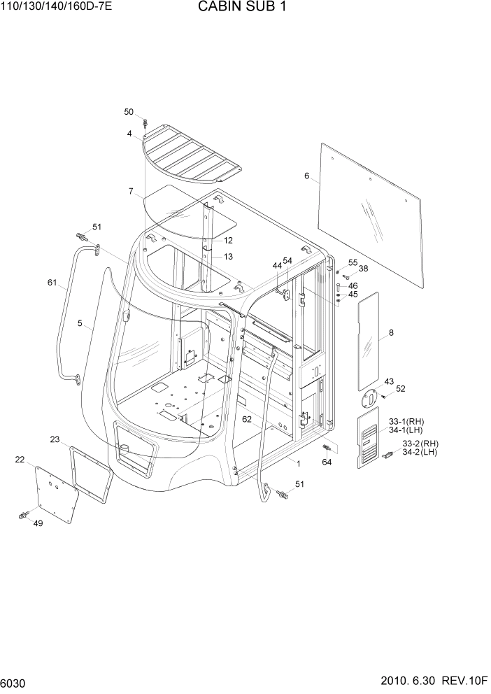 Схема запчастей Hyundai 110/130/140/160D-7E - PAGE 6030 CABIN SUB 1 СТРУКТУРА
