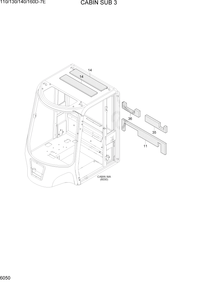 Схема запчастей Hyundai 110/130/140/160D-7E - PAGE 6050 CABIN SUB 3 СТРУКТУРА