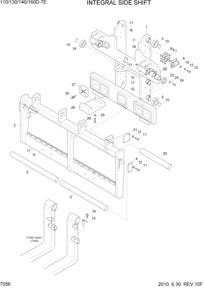 Схема запчастей Hyundai 110/130/140/160D-7E - PAGE 7056 INTEGRAL SIDE SHIFT(V-MAST) РАБОЧЕЕ ОБОРУДОВАНИЕ