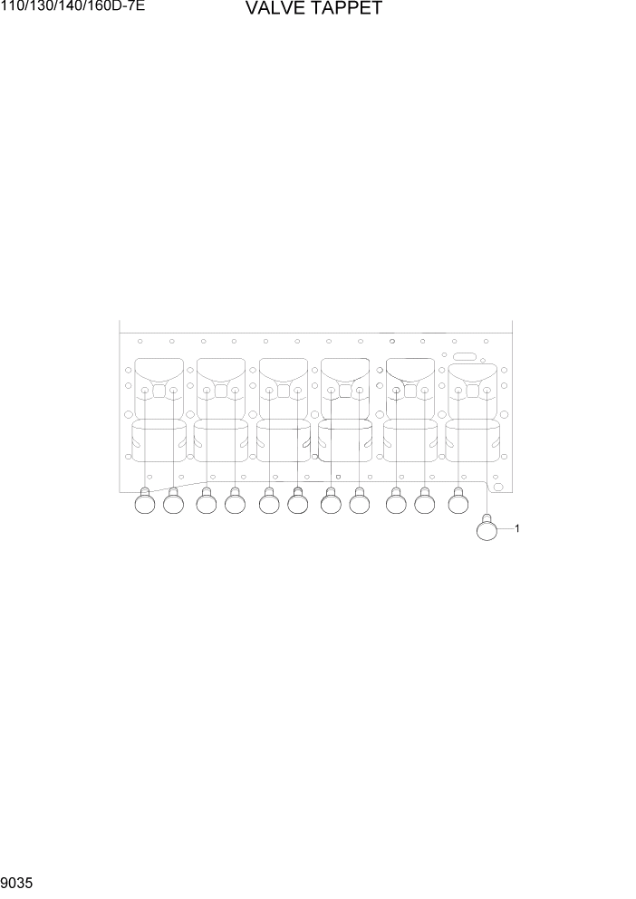 Схема запчастей Hyundai 110/130/140/160D-7E - PAGE 9035 VALVE TAPPET ДВИГАТЕЛЬ БАЗА