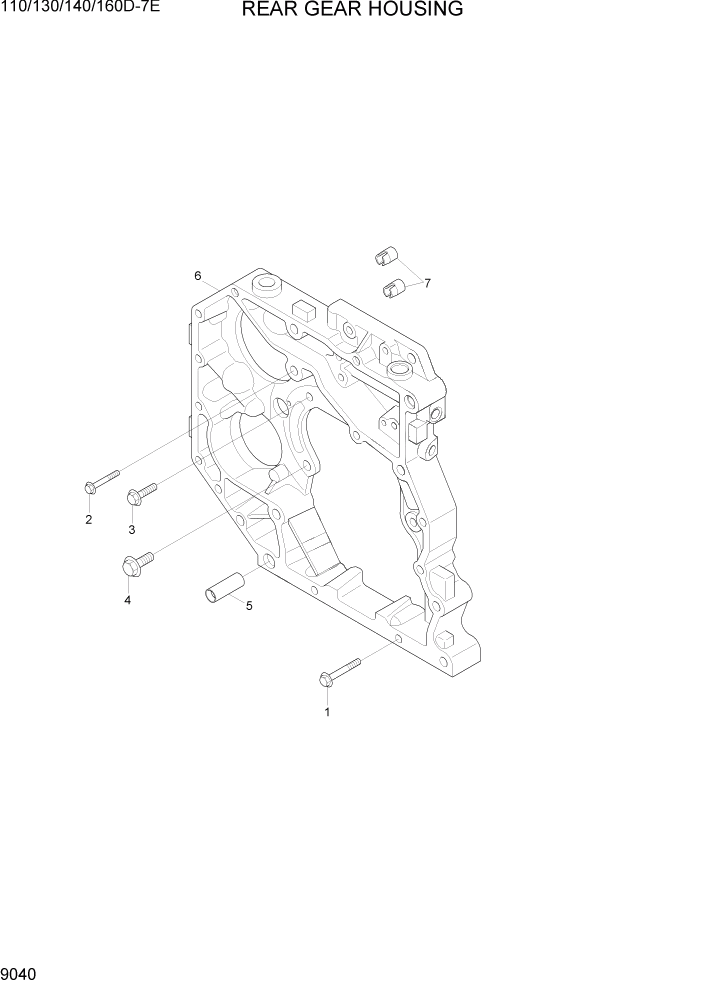 Схема запчастей Hyundai 110/130/140/160D-7E - PAGE 9040 REAR GEAR HOUSING ДВИГАТЕЛЬ БАЗА