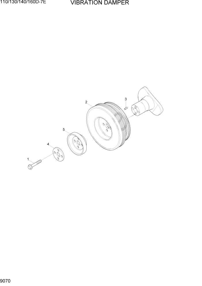 Схема запчастей Hyundai 110/130/140/160D-7E - PAGE 9070 VIBRATION DAMPER ДВИГАТЕЛЬ БАЗА