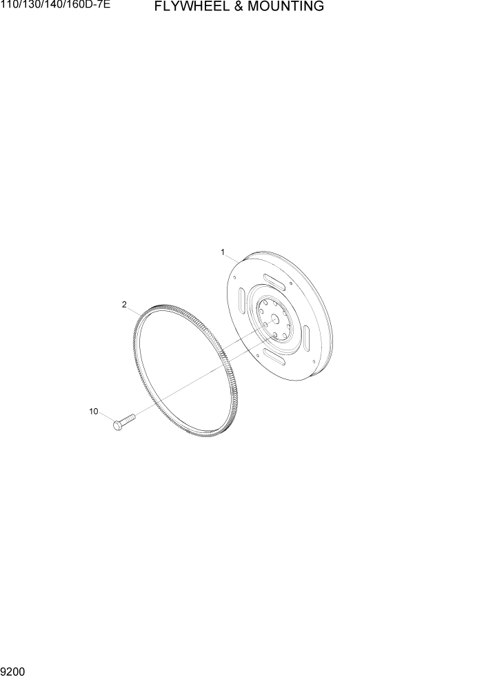 Схема запчастей Hyundai 110/130/140/160D-7E - PAGE 9200 FLYWHEEL & MOUNTING ДВИГАТЕЛЬ БАЗА