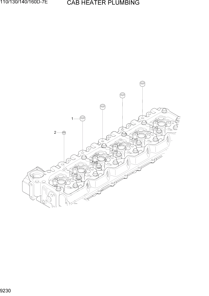 Схема запчастей Hyundai 110/130/140/160D-7E - PAGE 9230 CAB HEATER PLUMBING ДВИГАТЕЛЬ БАЗА