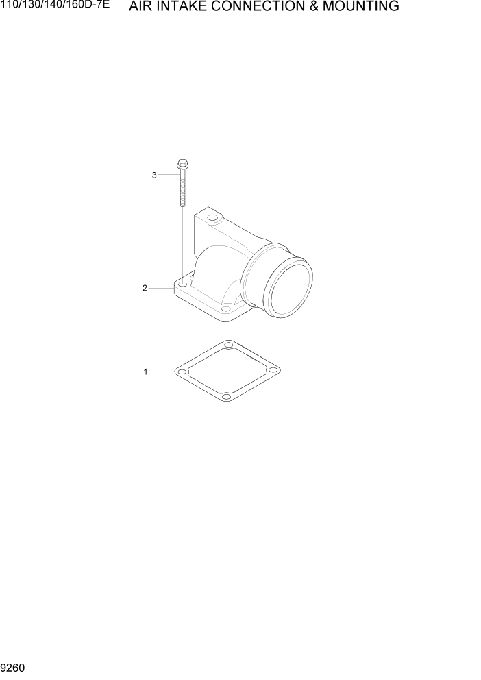 Схема запчастей Hyundai 110/130/140/160D-7E - PAGE 9260 AIR INTAKE CONNECTION & MOUNTING ДВИГАТЕЛЬ БАЗА