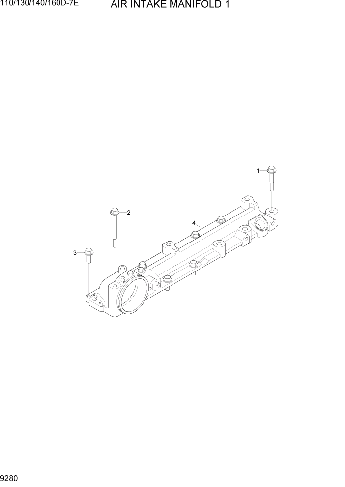 Схема запчастей Hyundai 110/130/140/160D-7E - PAGE 9280 AIR INTAKE MANIFOLD 1 ДВИГАТЕЛЬ БАЗА