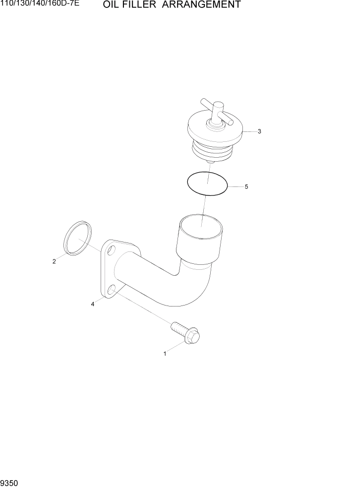 Схема запчастей Hyundai 110/130/140/160D-7E - PAGE 9350 OIL FILLER ARRANGEMENT ДВИГАТЕЛЬ БАЗА