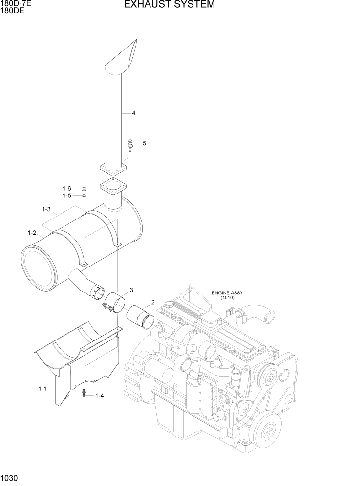 Схема запчастей Hyundai 180DE - PAGE 1030 EXHAUST SYSTEM СИСТЕМА ДВИГАТЕЛЯ