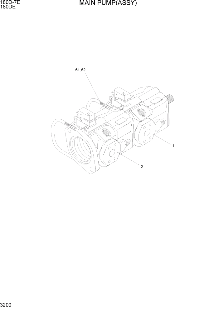 Схема запчастей Hyundai 180DE - PAGE 3200 MAIN PUMP(ASSY) ГИДРАВЛИЧЕСКАЯ СИСТЕМА