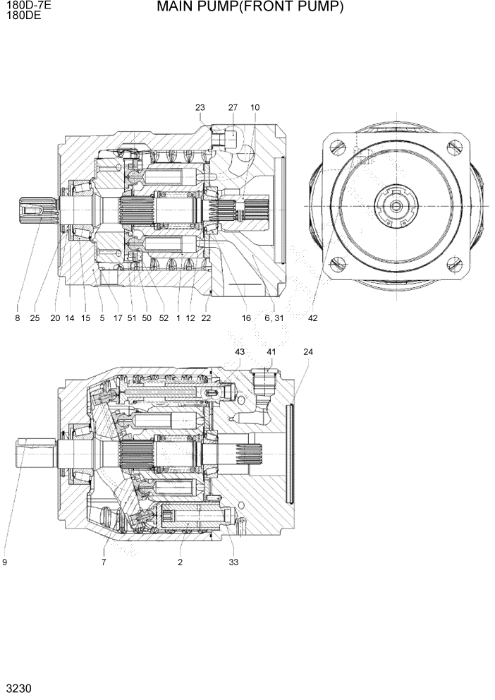 Схема запчастей Hyundai 180DE - PAGE 3230 MAIN PUMP(FRONT PUMP)) ГИДРАВЛИЧЕСКАЯ СИСТЕМА