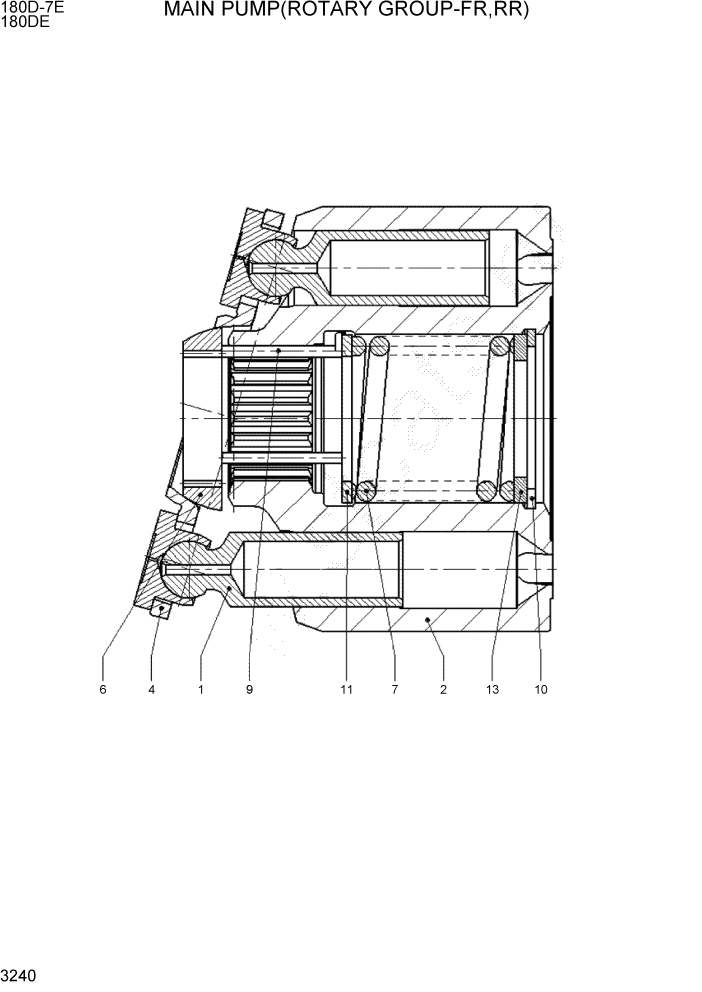 Схема запчастей Hyundai 180DE - PAGE 3240 MAIN PUMP(ROTARY GROUP-FR,RR) ГИДРАВЛИЧЕСКАЯ СИСТЕМА