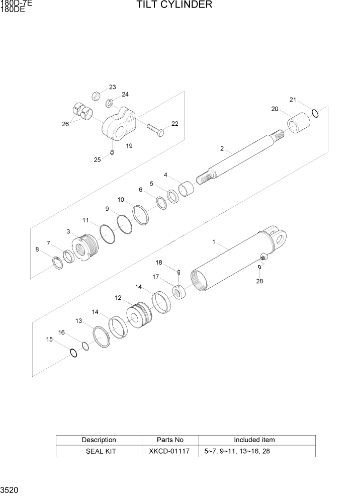 Схема запчастей Hyundai 180DE - PAGE 3520 TILT CYLINDER ГИДРАВЛИЧЕСКАЯ СИСТЕМА