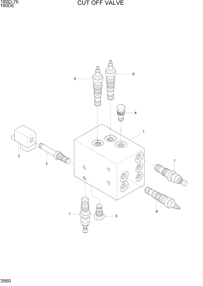 Схема запчастей Hyundai 180DE - PAGE 3560 CUT OFF VALVE ГИДРАВЛИЧЕСКАЯ СИСТЕМА
