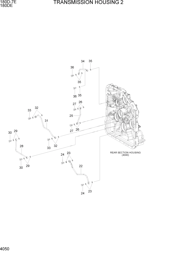 Схема запчастей Hyundai 180DE - PAGE 4050 TRANSMISSION HOUSING 2 СИЛОВАЯ СИСТЕМА