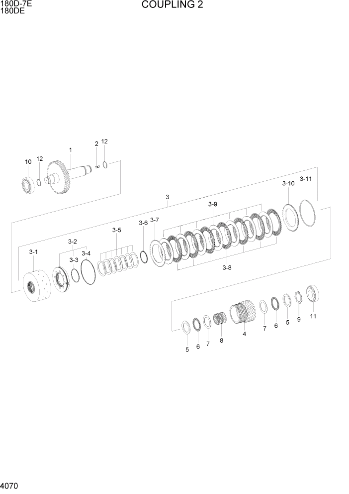 Схема запчастей Hyundai 180DE - PAGE 4070 COUPLING 2 СИЛОВАЯ СИСТЕМА