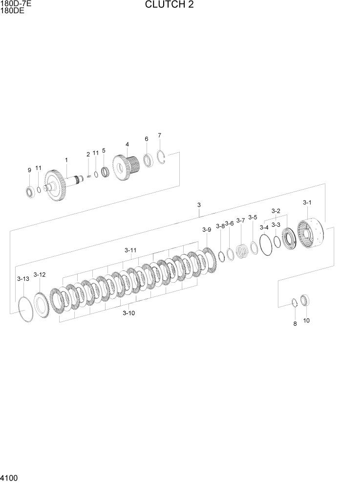 Схема запчастей Hyundai 180DE - PAGE 4100 CLUTCH 2 СИЛОВАЯ СИСТЕМА