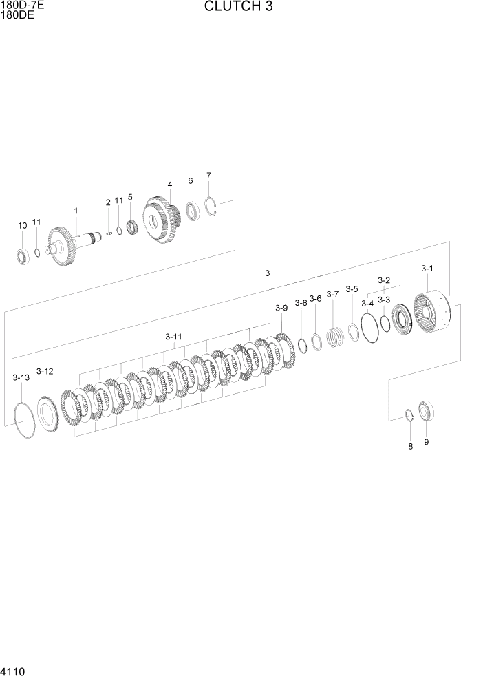 Схема запчастей Hyundai 180DE - PAGE 4110 CLUTCH 3 СИЛОВАЯ СИСТЕМА