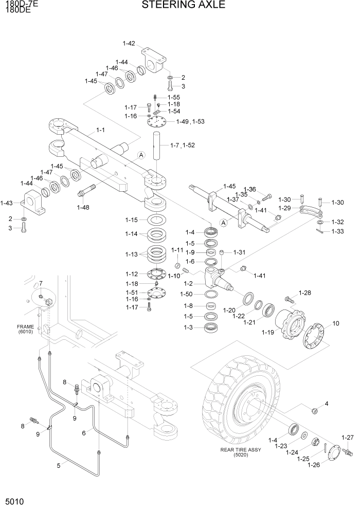 Схема запчастей Hyundai 180DE - PAGE 5010 STEERING AXLE СИСТЕМА УПРАВЛЕНИЯ