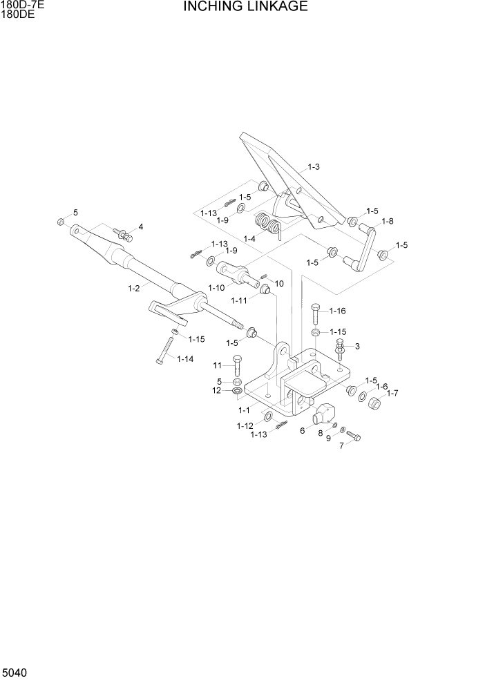 Схема запчастей Hyundai 180DE - PAGE 5040 INCHING LINKAGE СИСТЕМА УПРАВЛЕНИЯ