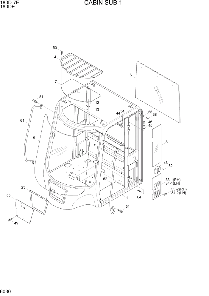 Схема запчастей Hyundai 180DE - PAGE 6030 CABIN SUB 1 СТРУКТУРА