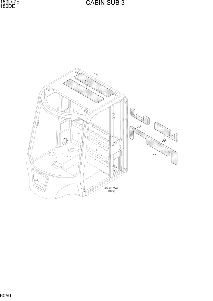 Схема запчастей Hyundai 180DE - PAGE 6050 CABIN SUB 3 СТРУКТУРА