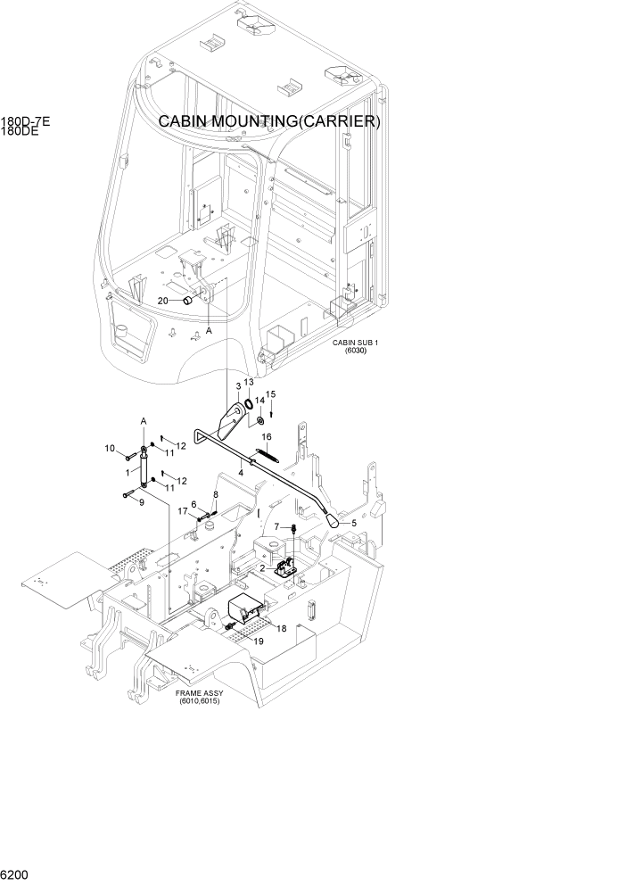 Схема запчастей Hyundai 180DE - PAGE 6200 CABIN MOUNTING(CARRIER) СТРУКТУРА