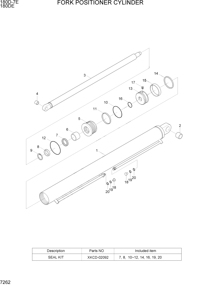 Схема запчастей Hyundai 180DE - PAGE 7262 FORK POSITIONER CYLINDER РАБОЧЕЕ ОБОРУДОВАНИЕ