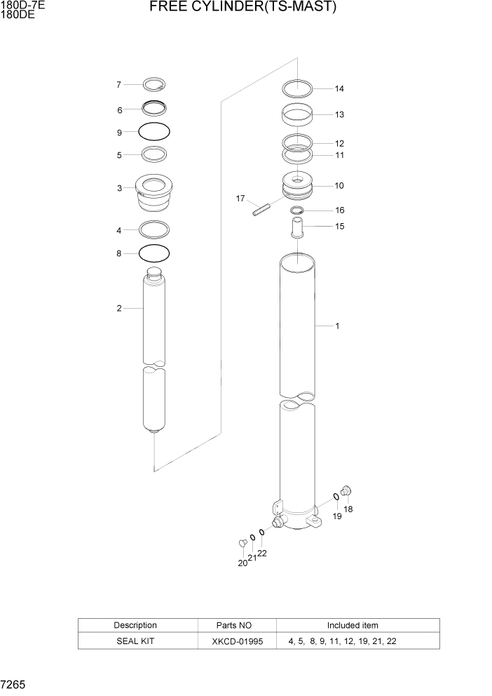 Схема запчастей Hyundai 180DE - PAGE 7265 FREE CYLINDER(TS-MAST) РАБОЧЕЕ ОБОРУДОВАНИЕ