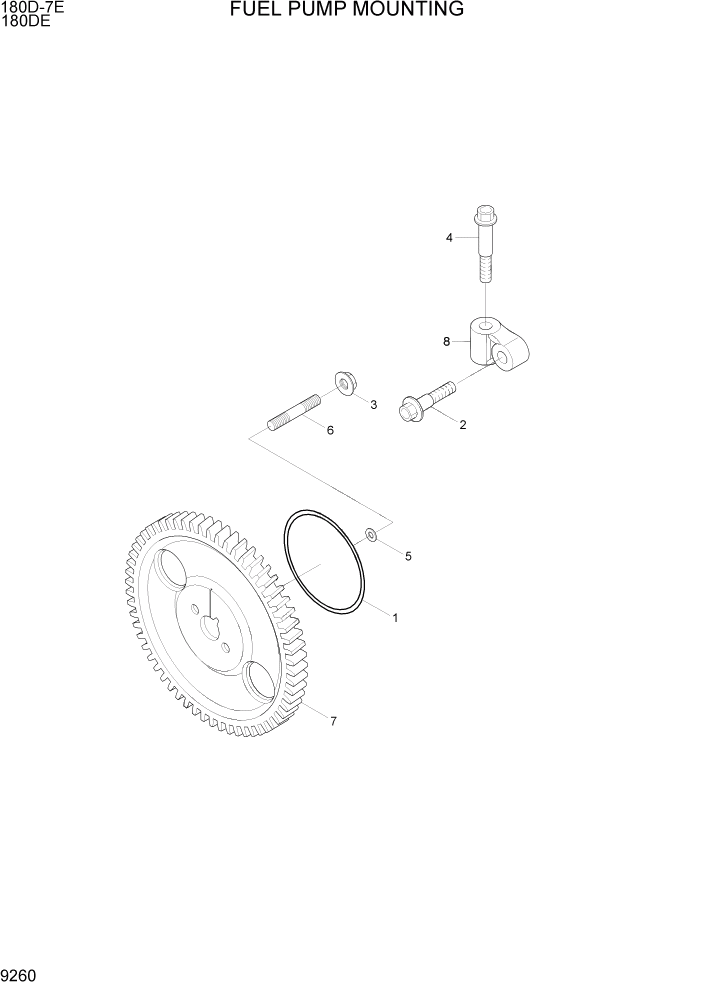 Схема запчастей Hyundai 180DE - PAGE 9260 FUEL PUMP MOUNTING ДВИГАТЕЛЬ БАЗА