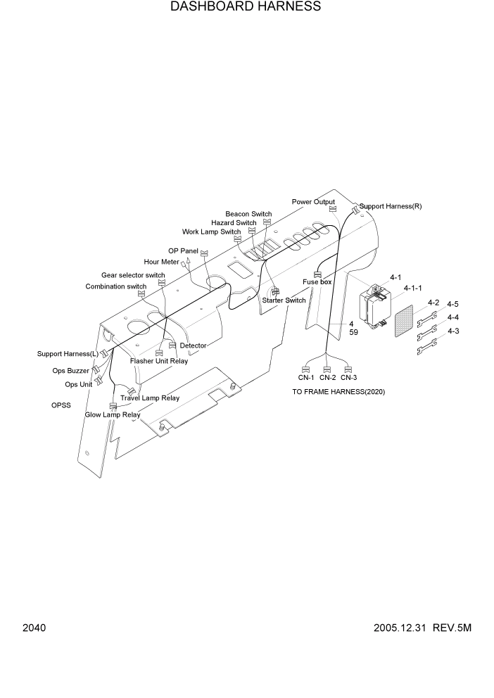 Схема запчастей Hyundai HDF15/HDF18-5 - PAGE 2040 DASHBOARD HARNESS ЭЛЕКТРИЧЕСКАЯ СИСТЕМА