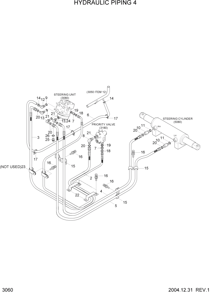 Схема запчастей Hyundai HDF15/HDF18-5 - PAGE 3060 HYDRAULIC PIPING 4 ГИДРАВЛИЧЕСКАЯ СИСТЕМА