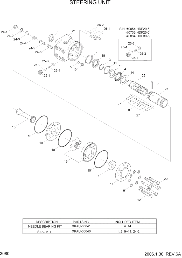 Схема запчастей Hyundai HDF15/HDF18-5 - PAGE 3080 STEERING UNIT ГИДРАВЛИЧЕСКАЯ СИСТЕМА