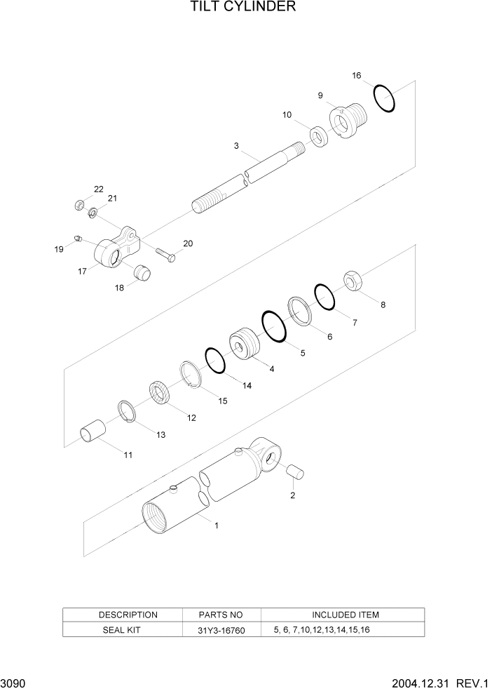 Схема запчастей Hyundai HDF15/HDF18-5 - PAGE 3090 TILT CYLINDER ГИДРАВЛИЧЕСКАЯ СИСТЕМА