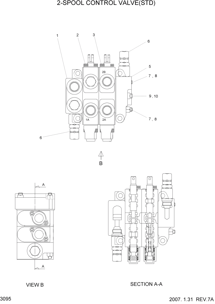 Схема запчастей Hyundai HDF15/HDF18-5 - PAGE 3095 2-SPOOL CONTROL VALVE(STD) ГИДРАВЛИЧЕСКАЯ СИСТЕМА