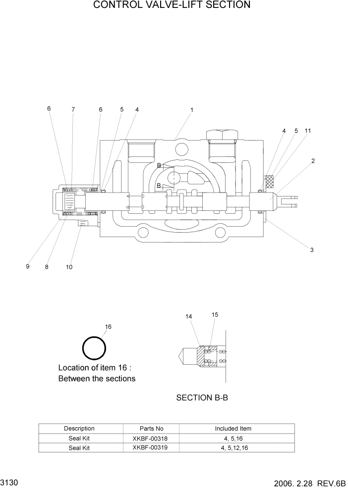 Схема запчастей Hyundai HDF15/HDF18-5 - PAGE 3130 CONTROL VALVE-LIFT SECTION ГИДРАВЛИЧЕСКАЯ СИСТЕМА