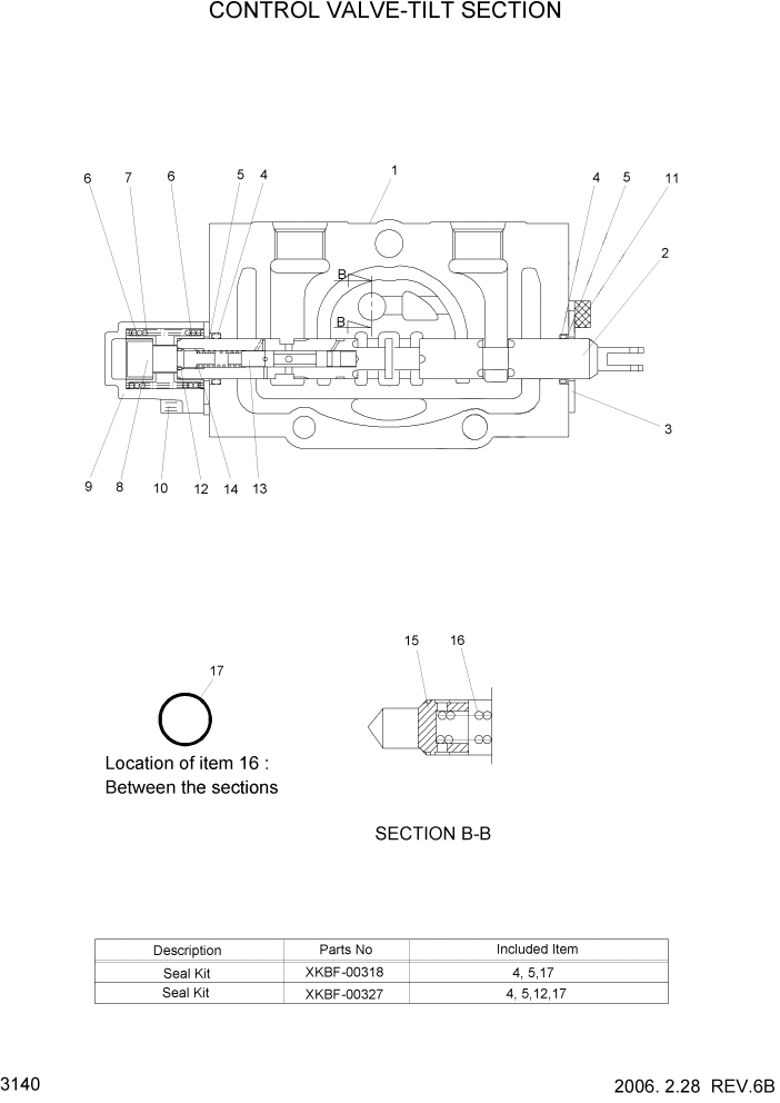 Схема запчастей Hyundai HDF15/HDF18-5 - PAGE 3140 CONTROL VALVE-TILT SECTION ГИДРАВЛИЧЕСКАЯ СИСТЕМА