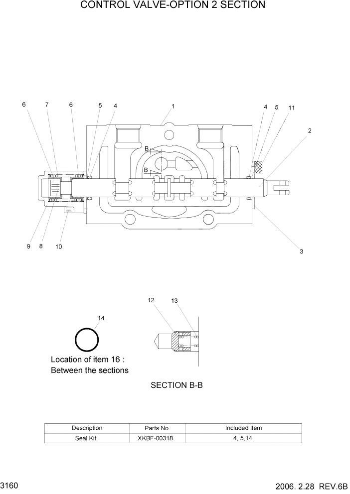 Схема запчастей Hyundai HDF15/HDF18-5 - PAGE 3160 CONTROL VALVE-OPTION 2 SECTION ГИДРАВЛИЧЕСКАЯ СИСТЕМА