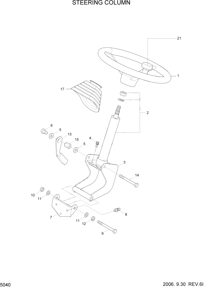 Схема запчастей Hyundai HDF15/HDF18-5 - PAGE 5040 STEERING COLUMN СИСТЕМА УПРАВЛЕНИЯ