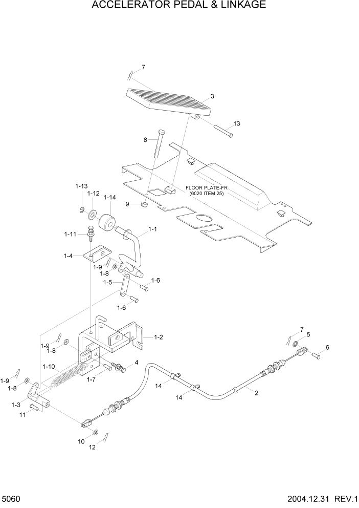 Схема запчастей Hyundai HDF15/HDF18-5 - PAGE 5060 ACCELERATOR PEDAL & LINKAGE СИСТЕМА УПРАВЛЕНИЯ