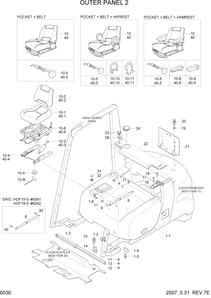 Схема запчастей Hyundai HDF15/HDF18-5 - PAGE 6030 OUTER PANEL 2 СТРУКТУРА